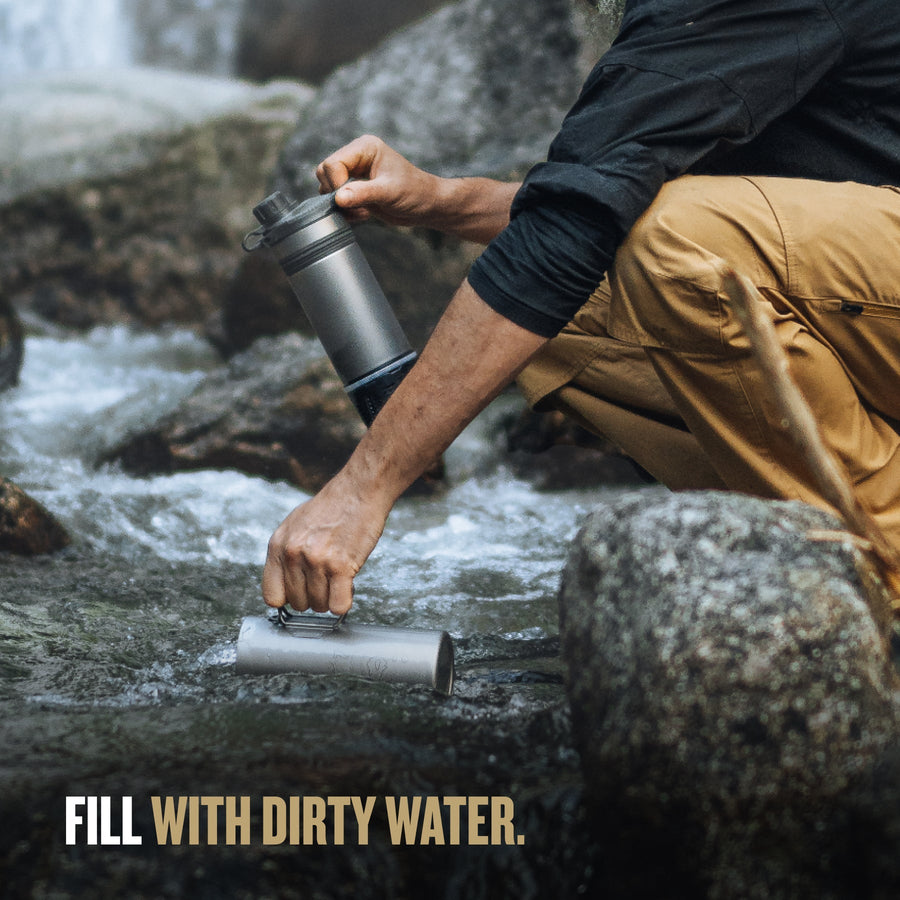 GeoPress Ti Filter & Purifier Bottle + Cook Lid-Covert Black