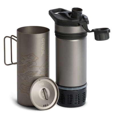 GeoPress Ti Filter & Purifier Bottle + Cook Lid-Covert Black