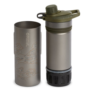 GeoPress Ti Filter & Purifier Bottle + Cook Lid-Olive Drab