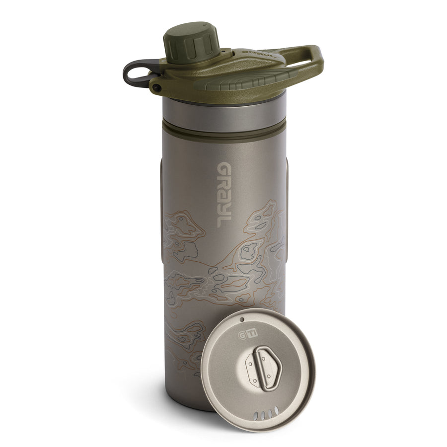 GeoPress Ti Filter & Purifier Bottle + Cook Lid-Olive Drab