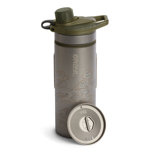 GeoPress Ti Filter & Purifier Bottle + Cook Lid-Olive Drab