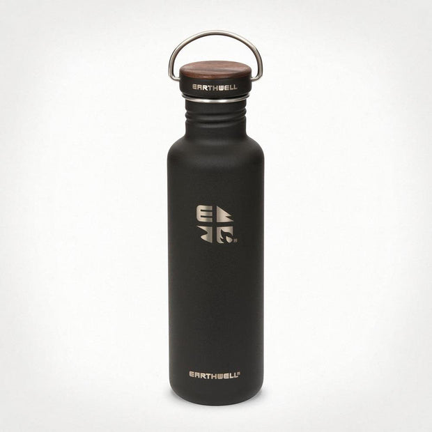 Earthwell Bottle 27oz/800ml Volcanic Blk w/ Woodie Walnut Cap / n/a