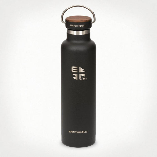 Earthwell Vacuum Bottle 22oz/650ml Volcanic Black w/ Woodie Walnut Cap / n/a